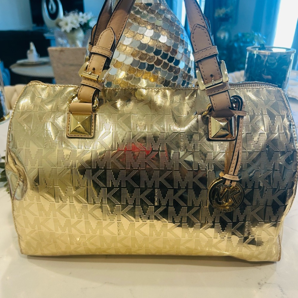 Michael Kors Gold Oversized Satchel Bag - Picture 10 of 10